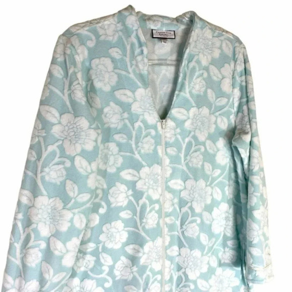 Charter Club L blue/white floral zip long robe - Picture 4 of 8